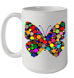Womens Colourful Butterfly International dot day V Neck T Shirt Ceramic Mug 15oz