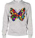 Womens Colourful Butterfly International dot day V Neck T Shirt Youth Long Sleeve