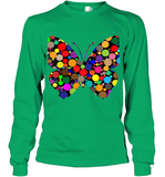Womens Colourful Butterfly International dot day V Neck T Shirt Youth Long Sleeve
