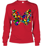 Womens Colourful Butterfly International dot day V Neck T Shirt Youth Long Sleeve