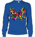 Womens Colourful Butterfly International dot day V Neck T Shirt Youth Long Sleeve