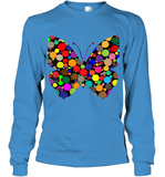 Womens Colourful Butterfly International dot day V Neck T Shirt Youth Long Sleeve