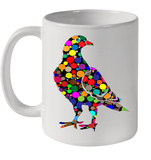 Womens Colourful Dove Bird International Dot day V Neck T Shirt Ceramic Mug 11oz