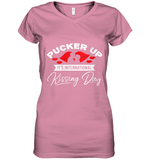 Womens Funny, International Kissing Day, Pucker UP it's V Neck T Shirt Women's V-Neck T-Shirt