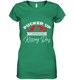 Womens Funny, International Kissing Day, Pucker UP it's V Neck T Shirt Women's V-Neck T-Shirt