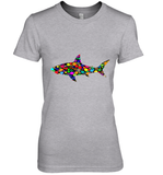 Womens Colourful Shark International dot day V Neck T Shirt Premium Women's T-Shirt