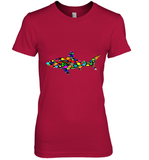 Womens Colourful Shark International dot day V Neck T Shirt Premium Women's T-Shirt