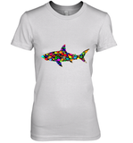 Womens Colourful Shark International dot day V Neck T Shirt Premium Women's T-Shirt