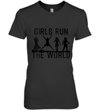 Womens Girls Run The World  International Women's Day Silhouette V Neck T Shirt Premium Women's T-Shirt