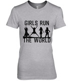 Womens Girls Run The World  International Women's Day Silhouette V Neck T Shirt Premium Women's T-Shirt