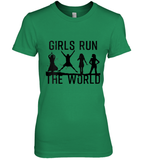 Womens Girls Run The World  International Women's Day Silhouette V Neck T Shirt Premium Women's T-Shirt