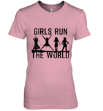 Womens Girls Run The World  International Women's Day Silhouette V Neck T Shirt Premium Women's T-Shirt