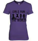Womens Girls Run The World  International Women's Day Silhouette V Neck T Shirt Premium Women's T-Shirt