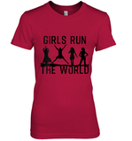Womens Girls Run The World  International Women's Day Silhouette V Neck T Shirt Premium Women's T-Shirt