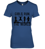 Womens Girls Run The World  International Women's Day Silhouette V Neck T Shirt Premium Women's T-Shirt