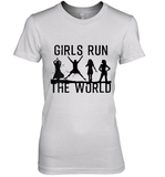 Womens Girls Run The World  International Women's Day Silhouette V Neck T Shirt Premium Women's T-Shirt