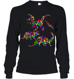 Womens Colourful Dinosaur International dot day V Neck T Shirt Youth Long Sleeve