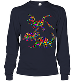 Womens Colourful Dinosaur International dot day V Neck T Shirt Youth Long Sleeve
