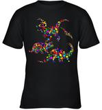 Womens Colourful Dinosaur International dot day V Neck T Shirt Youth T-Shirt
