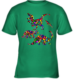 Womens Colourful Dinosaur International dot day V Neck T Shirt Youth T-Shirt