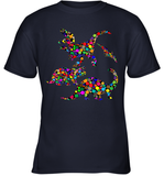 Womens Colourful Dinosaur International dot day V Neck T Shirt Youth T-Shirt