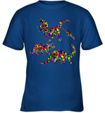 Womens Colourful Dinosaur International dot day V Neck T Shirt Youth T-Shirt