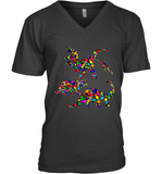 Womens Colourful Dinosaur International dot day V Neck T Shirt V-Neck T-Shirt