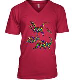 Womens Colourful Dinosaur International dot day V Neck T Shirt V-Neck T-Shirt