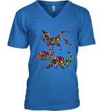 Womens Colourful Dinosaur International dot day V Neck T Shirt V-Neck T-Shirt