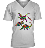 Womens Colourful Dinosaur International dot day V Neck T Shirt V-Neck T-Shirt