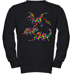 Womens Colourful Dinosaur International dot day V Neck T Shirt Youth Sweatshirt