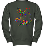 Womens Colourful Dinosaur International dot day V Neck T Shirt Youth Sweatshirt