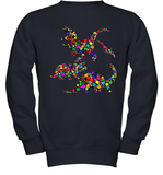 Womens Colourful Dinosaur International dot day V Neck T Shirt Youth Sweatshirt