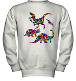 Womens Colourful Dinosaur International dot day V Neck T Shirt Youth Sweatshirt