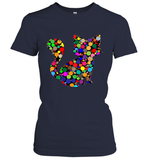 Womens Colourful Cat International dot day V Neck T Shirt Women's T-Shirt