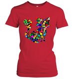 Womens Colourful Cat International dot day V Neck T Shirt Women's T-Shirt