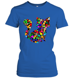Womens Colourful Cat International dot day V Neck T Shirt Women's T-Shirt