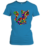 Womens Colourful Cat International dot day V Neck T Shirt Women's T-Shirt
