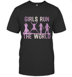Womens Girls Run The World  International Women's Day Feminist V Neck T Shirt T-Shirt