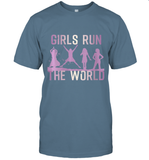 Womens Girls Run The World  International Women's Day Feminist V Neck T Shirt T-Shirt