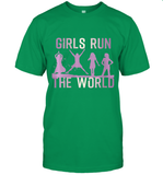 Womens Girls Run The World  International Women's Day Feminist V Neck T Shirt T-Shirt
