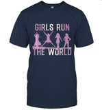 Womens Girls Run The World  International Women's Day Feminist V Neck T Shirt T-Shirt