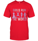 Womens Girls Run The World  International Women's Day Feminist V Neck T Shirt T-Shirt