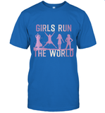 Womens Girls Run The World  International Women's Day Feminist V Neck T Shirt T-Shirt