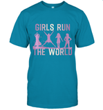 Womens Girls Run The World  International Women's Day Feminist V Neck T Shirt T-Shirt