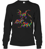 Womens Colourful Dinosaur International dot day V Neck T Shirt Long Sleeve T-Shirt