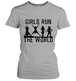 Womens Girls Run The World  International Women's Day Silhouette V Neck T Shirt Women's T-Shirt