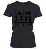 Womens Girls Run The World  International Women's Day Silhouette V Neck T Shirt Women's T-Shirt
