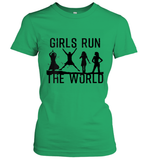 Womens Girls Run The World  International Women's Day Silhouette V Neck T Shirt Women's T-Shirt