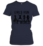 Womens Girls Run The World  International Women's Day Silhouette V Neck T Shirt Women's T-Shirt